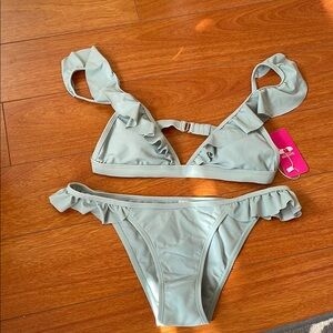 Ruffled Bikini Set in Mint Green